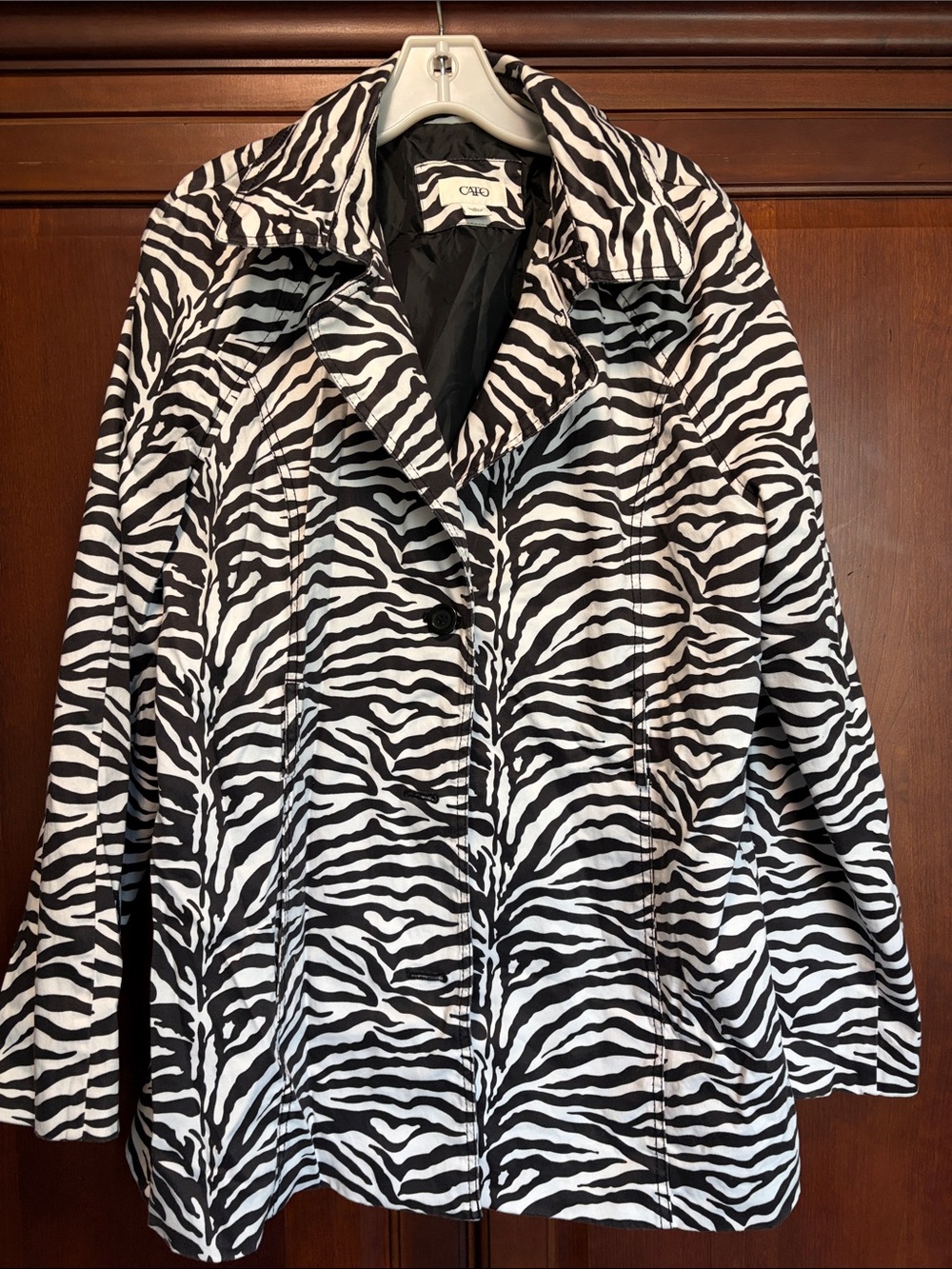 Cato Black & White Zebra Print Trench Coat